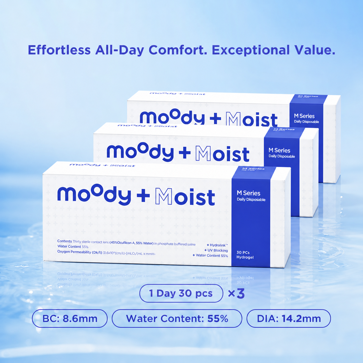 moodyPlus M Daily Contacts 30 pcs 3 pack