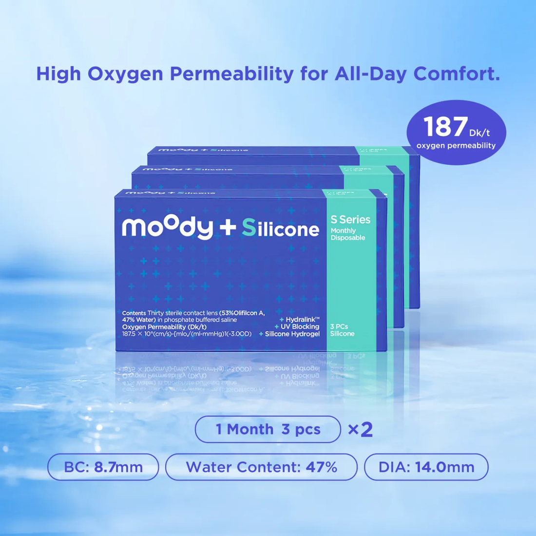 moodyPlus S Monthly Contacts 3 pack